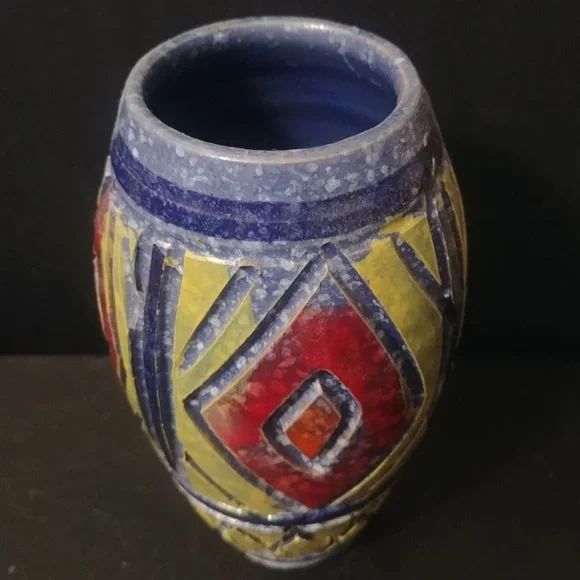 MCM Studio Pottery Handthrown Ceramic Terracotta Painted Vase